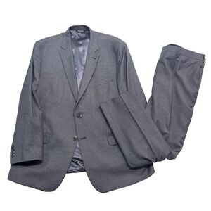 Jos A Bank 52L 42x32 Gray Micro Check Pant Suit Lightweight Flannel Signature